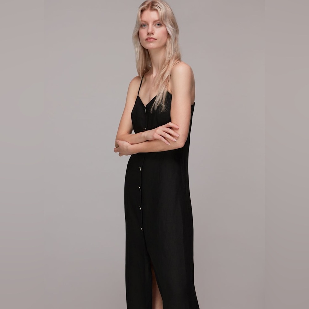 Whistles Linen Ava Button Down Midi Dress